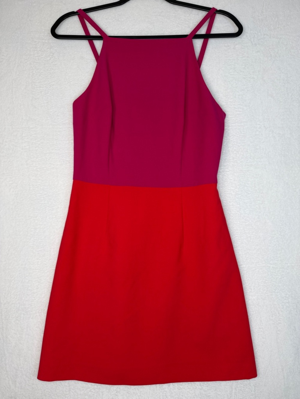 French Connection Women's Bright Pink & Orange A-Line Dress Colorblock Summer - Picture 4 of 10